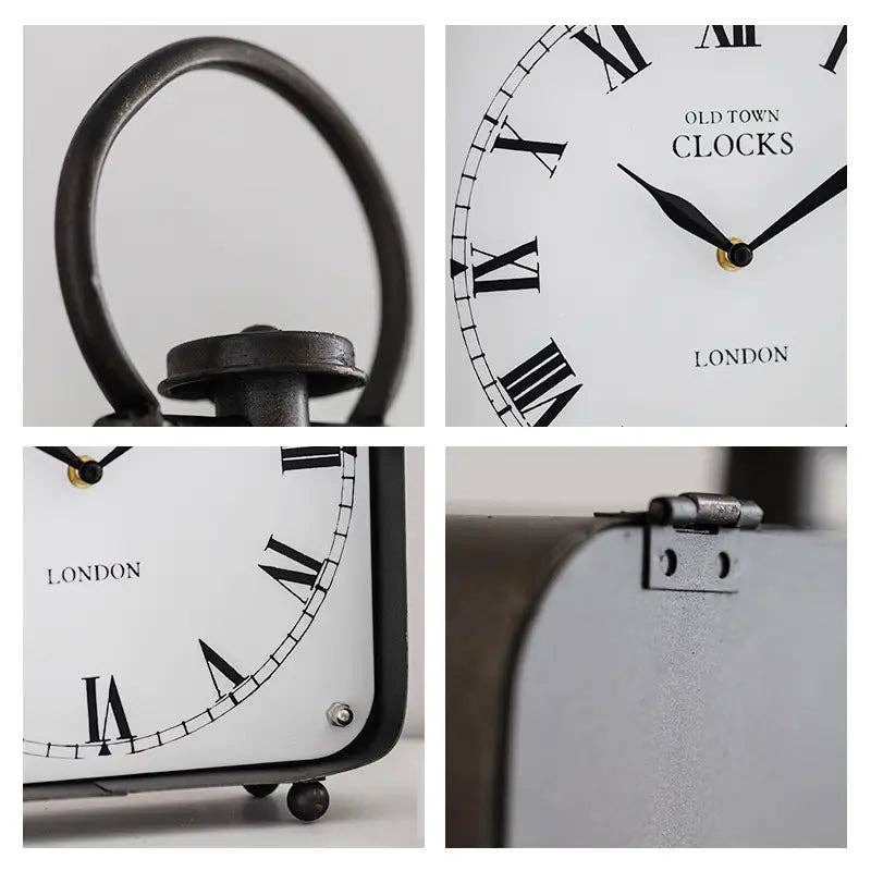 Black Vintage Style Large Metal Table Clock