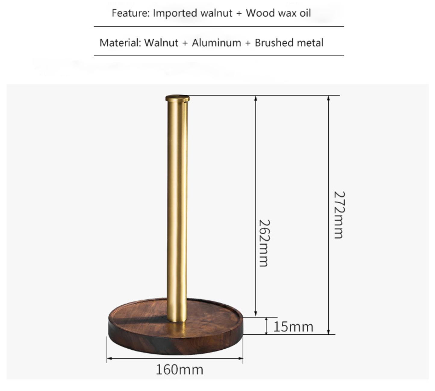 Modern Walnut Kitchen Roll Paper Holder