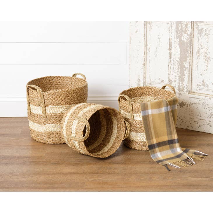 Woven Straw Baskets (Set of 3)