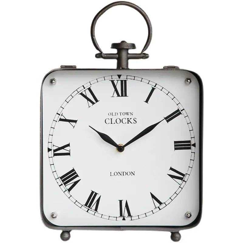 Black Vintage Style Large Metal Table Clock