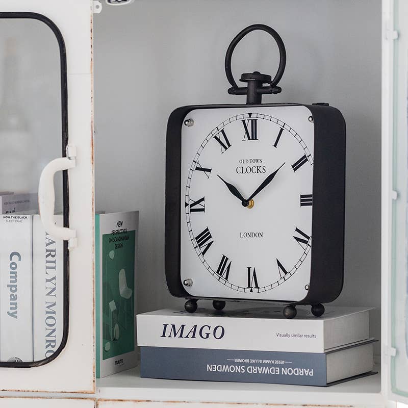 Black Vintage Style Large Metal Table Clock