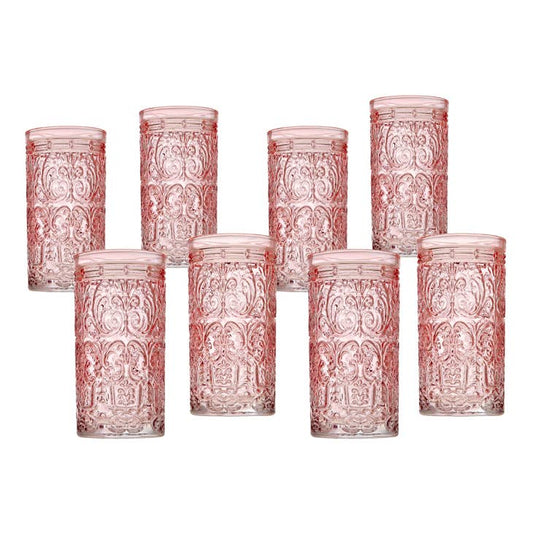 Set of Eight Jax Pink Highballs 14oz