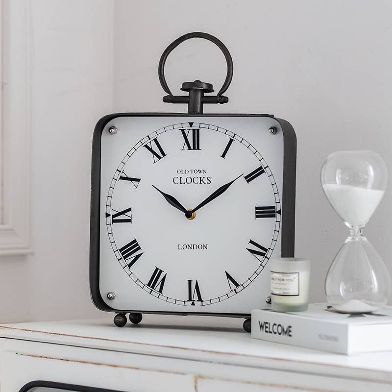 Black Vintage Style Large Metal Table Clock
