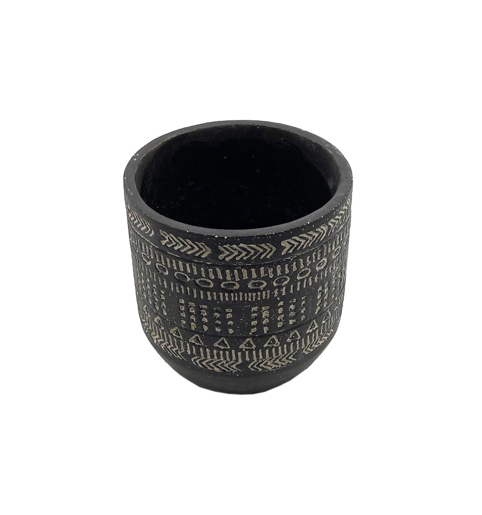 Aboriginal Rhombus Planter Black