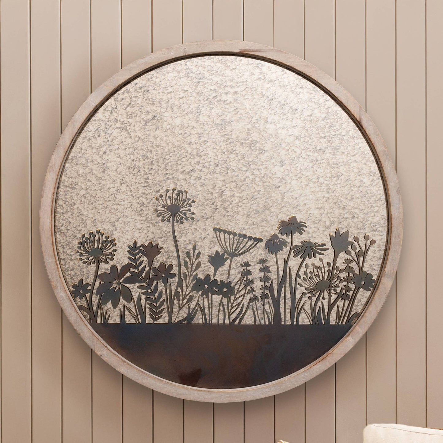 Fleur Et Faune Circle Antique Mirror Greywash