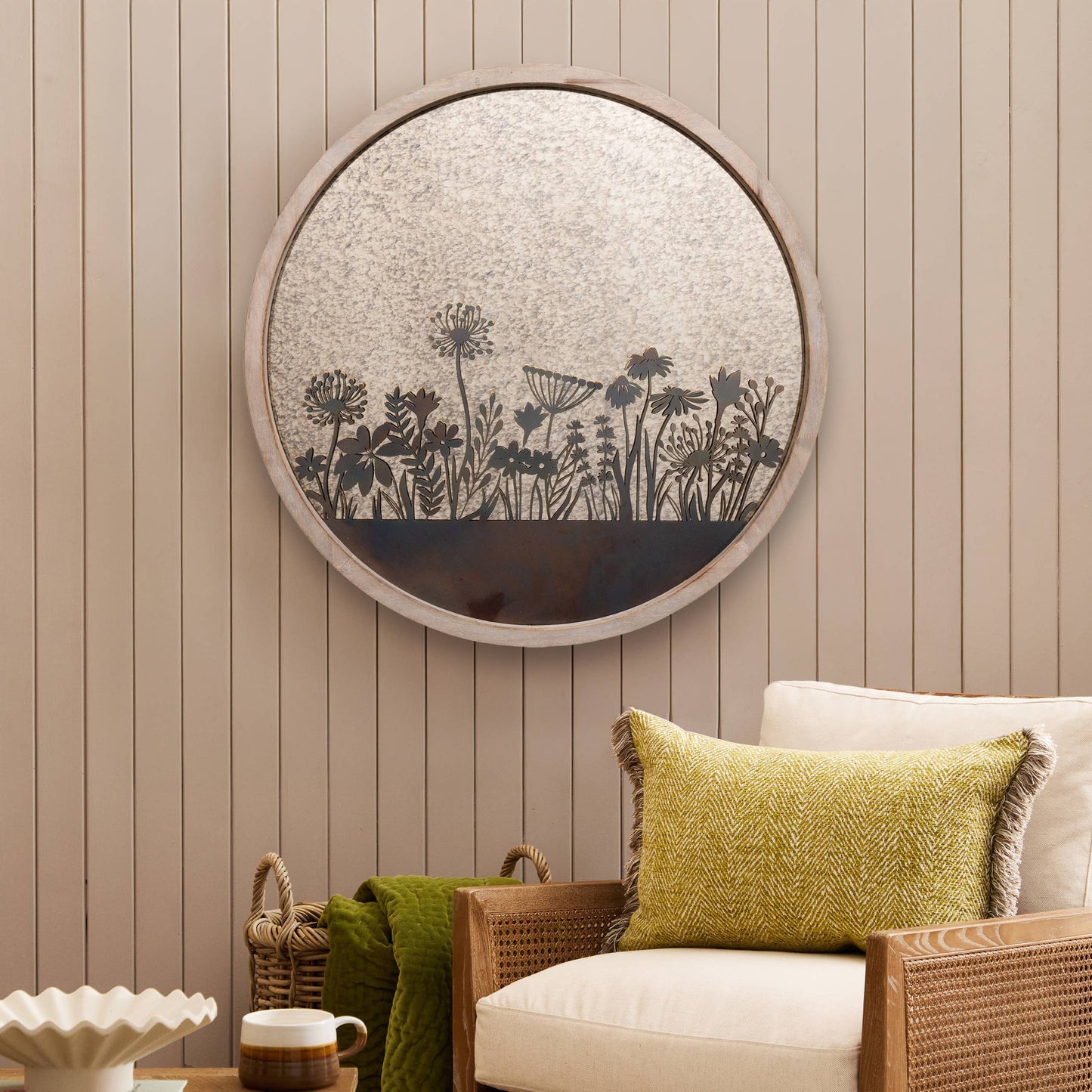 Fleur Et Faune Circle Antique Mirror Greywash