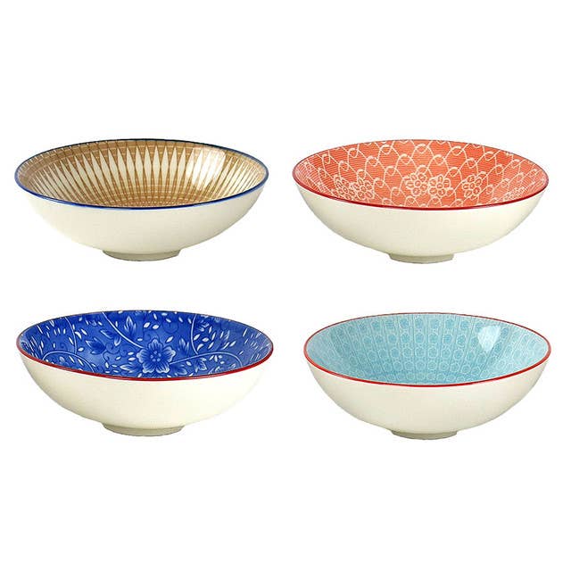 Floral Motif Ceramic Bowls - Medium