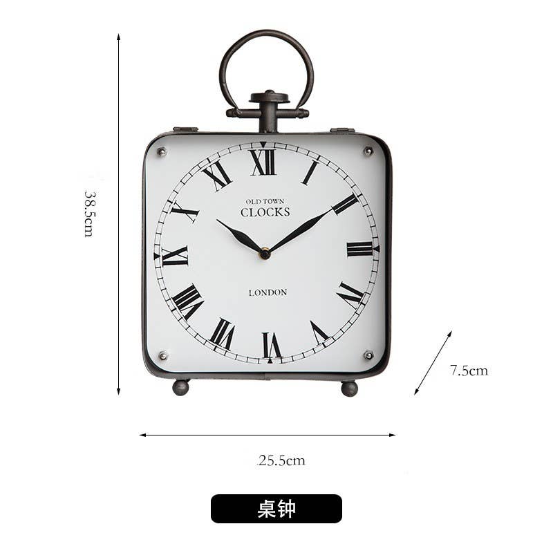 Black Vintage Style Large Metal Table Clock