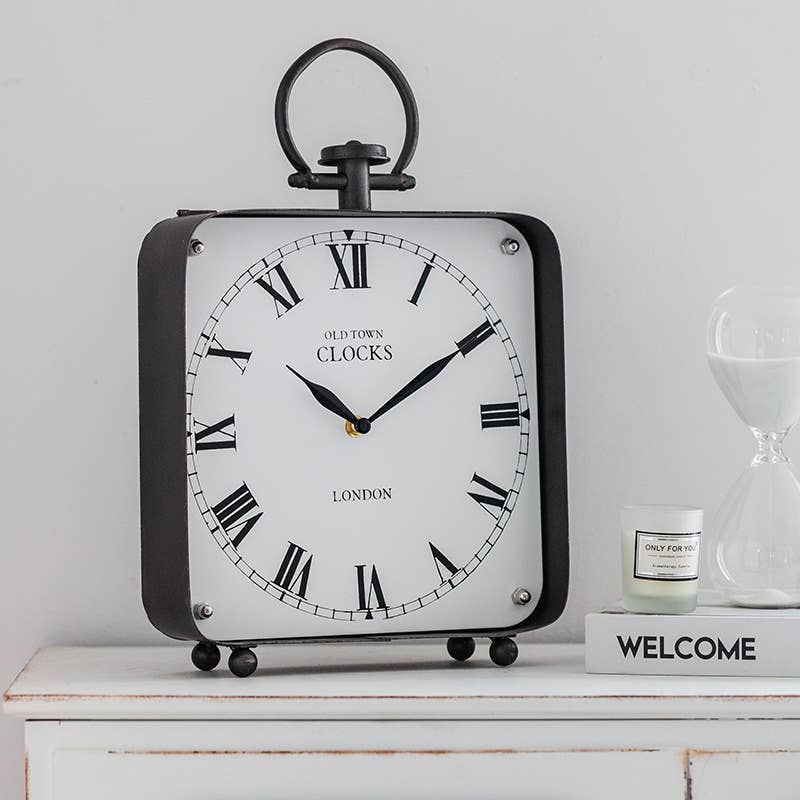 Black Vintage Style Large Metal Table Clock