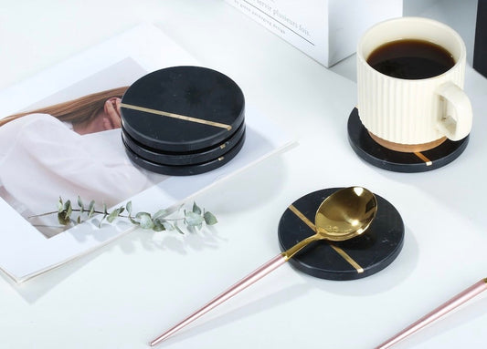 Marble and Brass Coasters
