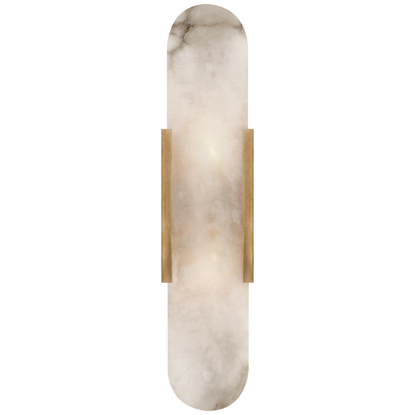 Melange Elongated Sconce in Antique-Burnished Brass with Alabaster