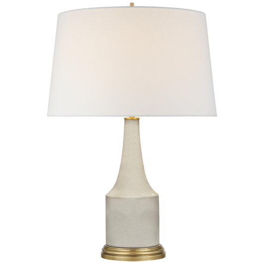 Sawyer Table Lamp in Tea Stain Porcelain with Linen Shade