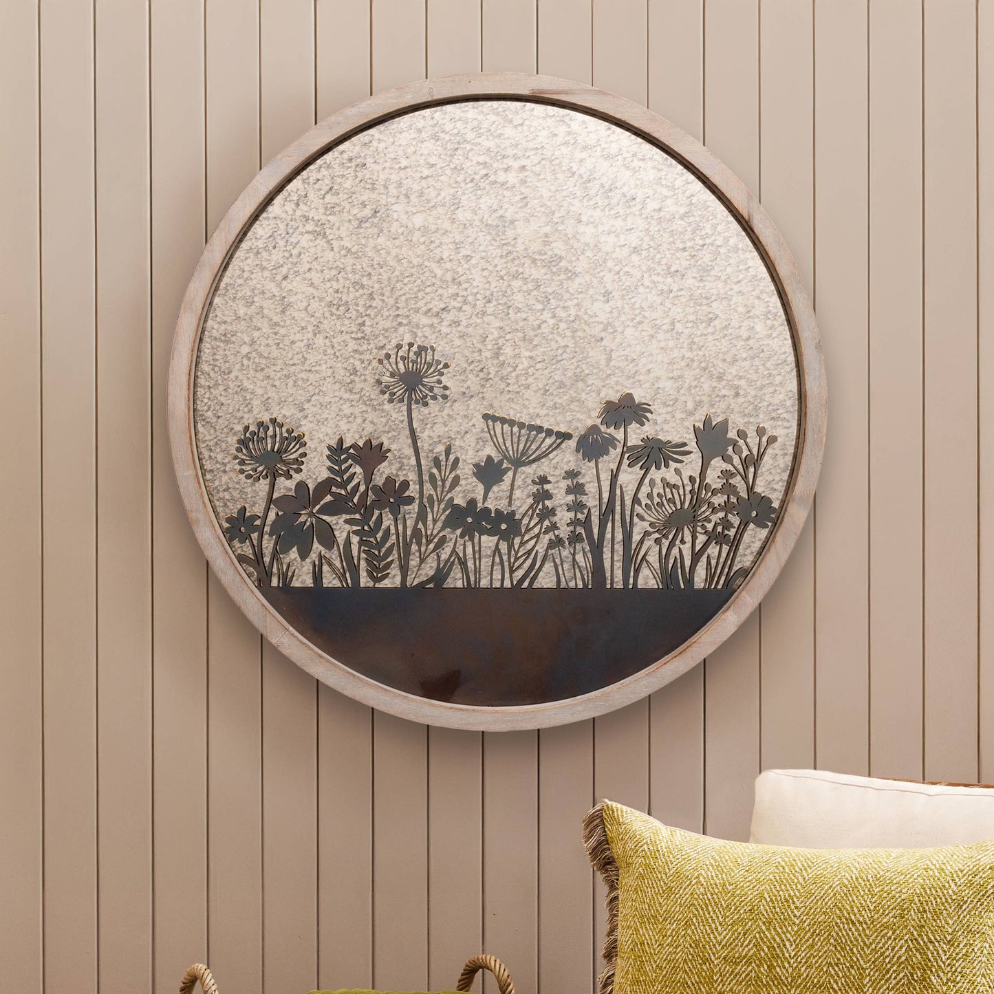 Fleur Et Faune Circle Antique Mirror Greywash