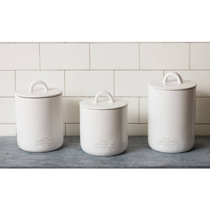 White Cottage Ceramic Canisters (Set of 3)