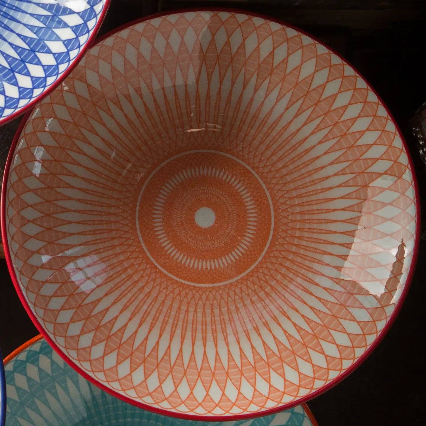 Geometric Print Ceramic Bowls - Large