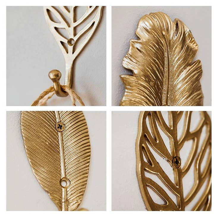 Set of 3 Pewter Leaf Hook