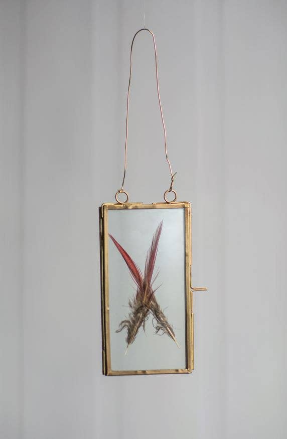 BRASS FRAME WITH HANGING LOOPS 2.5"X5"