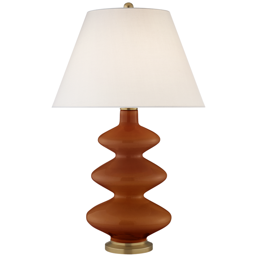 Smith Medium Table Lamp in Cinnabar with Linen Shade