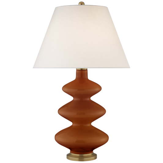 Smith Medium Table Lamp in Cinnabar with Linen Shade