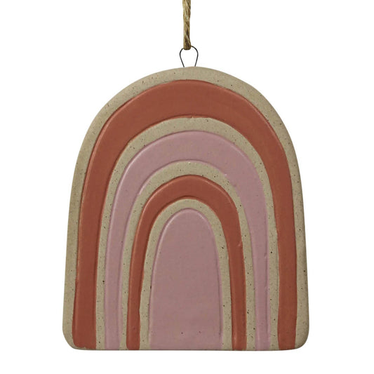 Ceramic Hanging - Rainbow.  6.5” jute hanger