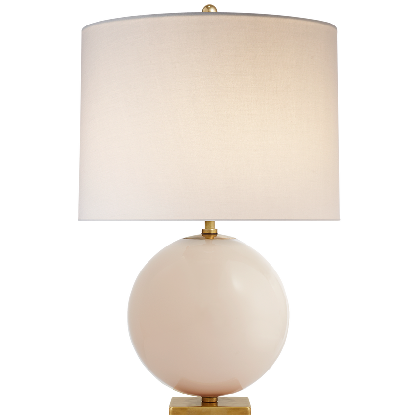 Elsie Table Lamp in Blush Painted Glass with Cream Linen Shade