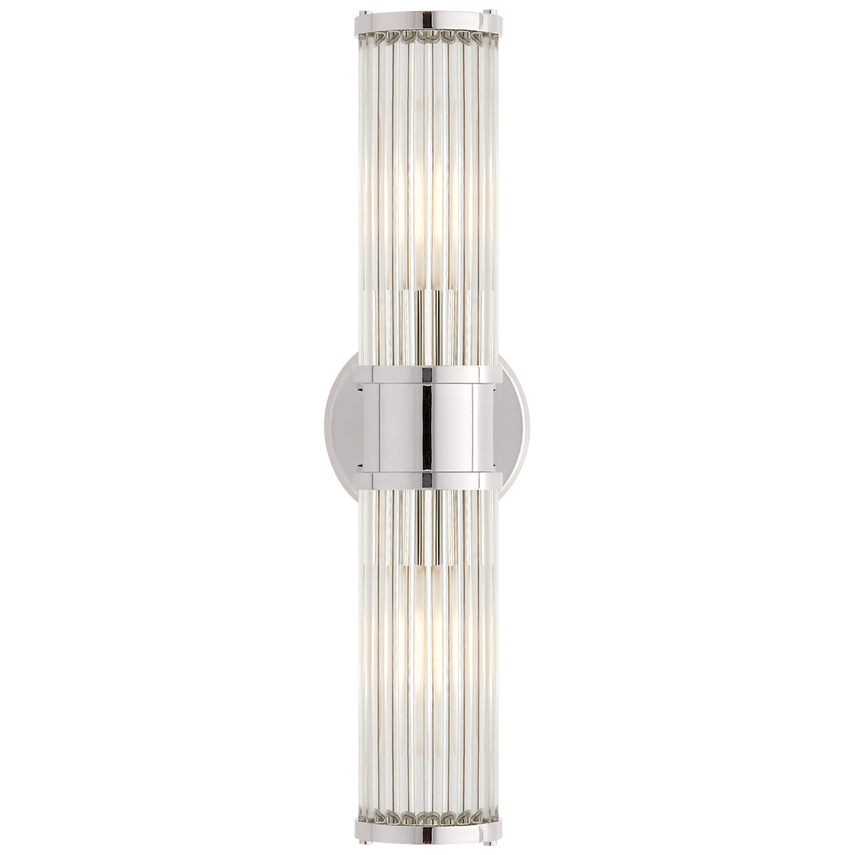 Allen Double Light Sconce in Polished Nickel and Glass Rods