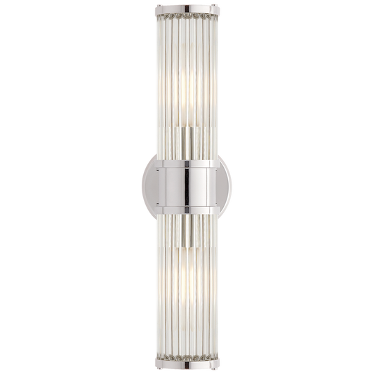 Allen Double Light Sconce in Polished Nickel and Glass Rods